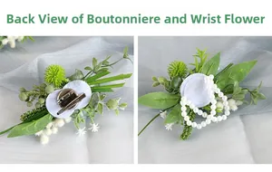 Detail of corsage metal clip and wrist flower double-layer pearl chain back structure