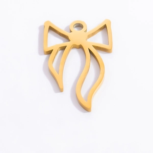 Macro shot of 18k gold butterfly bow pendant for DIY jewelry making accessories
