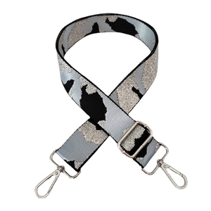 Adjustable camouflage pattern handbag strap with 3.8cm width and silver metal hardware
