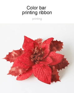 Close-up of glittered red poinsettia flower for DIY Christmas decoration and floral arrangements