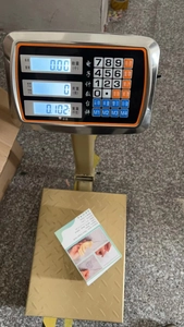Digital scale measuring the lightweight 102g hand-shaped resin hook in its packaging