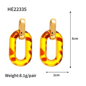 Detailed size specifications for vintage acrylic leopard print oval drop earrings
