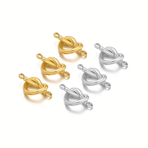 Polished gold and silver stainless steel heart-shaped connectors for DIY jewelry making