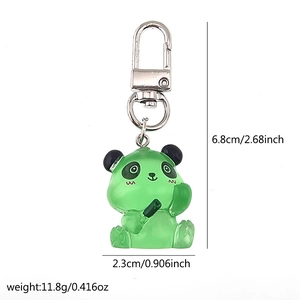 Green translucent panda keychain dimensions: 6.8cm height by 2.3cm width, weight 11.8g