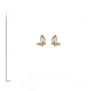 Detailed specs of butterfly earrings with 925 silver needles and white enamel wings