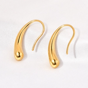 Water Drop Hook Earrings 18K Gold Plated 304L Stainless Steel Geometric Minimalist Polished Fashion Jewelry For Women