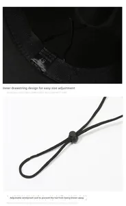 Detail des verstellbaren Windseils und des inneren Kordelzugs am schwarzen Cowboyhut