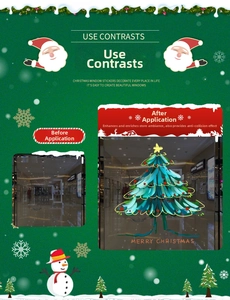 Detailed comparison of hand-drawn Christmas tree window stickers for glass decoration