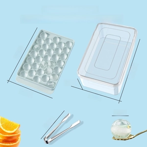 Set di 3 vaschette per cubetti di ghiaccio rotondi con contenitore e pinza con misure