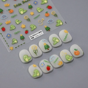 3D Embossed Nail Art Stickers PET Self Adhesive Cartoon Little Dinosaur Relief Manicure Decals For Fingernail DIY Decoration