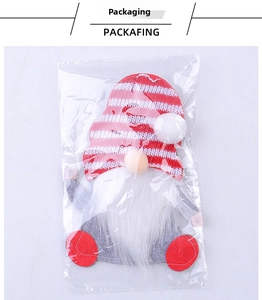 Portaposate gnomo di Natale in sacchetto trasparente con cappello a righe bianche e rosse