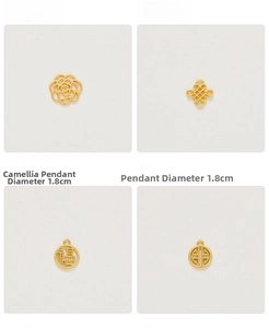 Close-up of golden alloy Chinese character charms and knot patterns for wedding decor