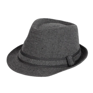 Classic British style checkered fedora hat with a black ribbon band for men and women