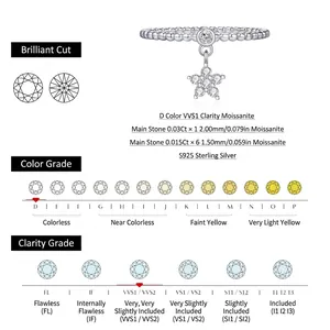 Moissanite S925 sterling silver star pendant ring featuring D color VVS1 clarity stones