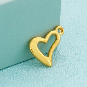 Pendentif coeur en acier inoxydable doré poli pour la création de bijoux et artisanat DIY