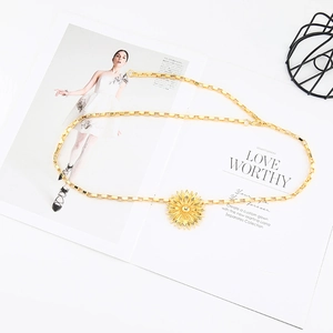 Metal Chain Belt With Sunflower Buckle Adjustable Alloy Daisy Waist Chain Retro Stylish Accessory For Women Dress