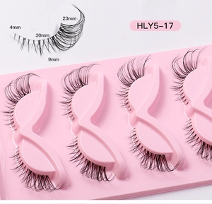 Macro view of fox-style false eyelashes HLY5-17 showing 4mm to 30mm length details