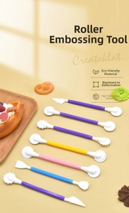 Close-up of heat-resistant pastry roller set for fondant embossing and clay modeling