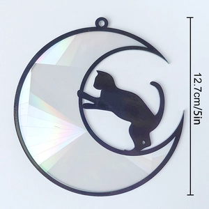 Holographic sun catcher moon and cat silhouette showing 12.7cm size dimension
