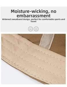 Detail view of the wide moisture-wicking sweatband and stitching inside the baseball cap