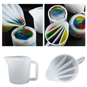 Silicone Split Cup Mixing Pouring Tool For Resin DIY Fluid Art Painting With Handle Multi-Compartment Design