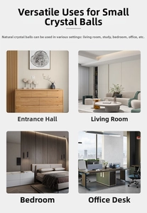 Natural crystal ball decor displayed in modern living room and office home settings