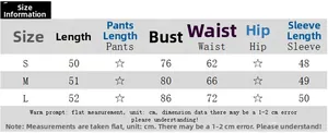 Detailed size chart for the off-shoulder long sleeve T-shirt with measurement data