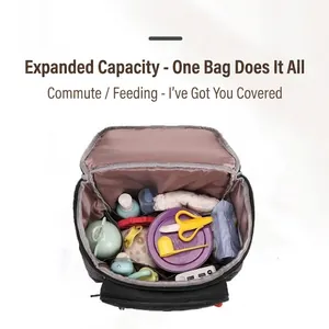 Large capacity waterproof baby diaper backpack with multi-compartment interior storage