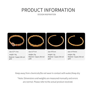 Size chart showing gold hollow flower and pearl bracelets with material specifications