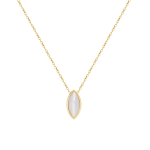 French vintage marquise shell pendant necklace in 18K gold-plated stainless steel