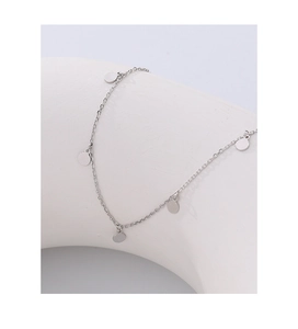 Minimalist S925 sterling silver necklace featuring five solid round disc pendants in a row
