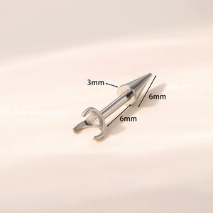 4mm round ball F136 titanium screw-on piercing stud with 3mm cone and 6mm labret post
