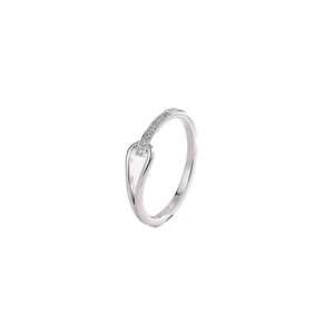 Minimalist silver-tone twisted hollow ring with small zircon stones in a sleek design