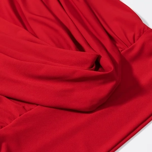 Haut sexy rouge plissé pour femme avec épaulettes et bretelles en maille extensible douce