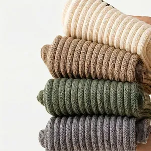 Lot de 4 paires de chaussettes mi-hautes en maille côtelée pour femmes hiver
