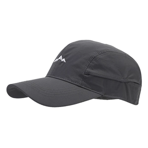 Dark grey quick-dry baseball cap with white mountain embroidery for outdoor hiking