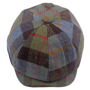 Berretto newsboy classico in misto lana con motivo scozzese retrò verde oliva e marrone