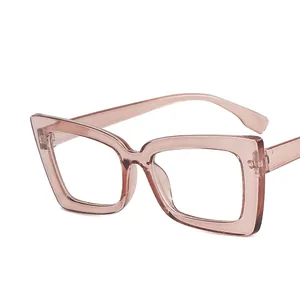 Gafas de luz azul rosa claro con montura cuadrada transparente de moda actual