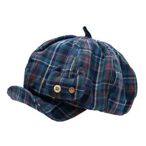 Casquette gavroche à carreaux pour femmes avec protège-oreilles et boutons vintage