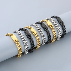 Men's 10mm cuban link bracelet set in gold, silver, and black stainless steel colors