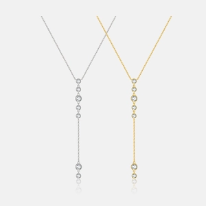 925 Sterling Silver Y-Shaped Necklace For Women Minimalist Dainty Chain With Rhinestone Tassel Pendant Elegant Fashion Jewelry Gift