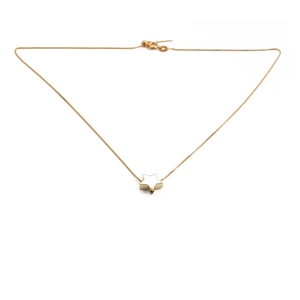 Gold plated heart and star geometric necklace with white enamel inlay for women