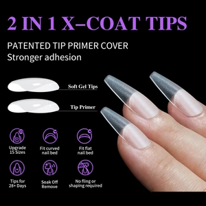2-in-1 X-COAT soft gel full matte almond nail tips with primer in 15 sizes