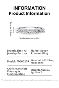 Detailed product specs of S925 sterling silver moissanite ring with 1.9mm width