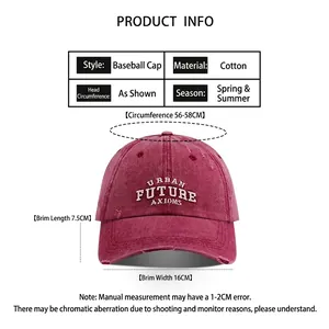 Berretto da baseball vintage in cotone bordeaux lavato con ricami e dettagli consumati
