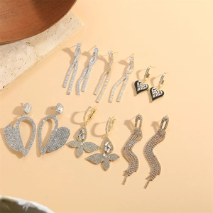 Luxury Copper Zirconia Rhinestone Heart Butterfly Tassel Earrings For Women Gold Silver Electroplated Fashion Jewelry Gift