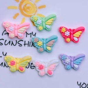 Resin Butterfly Charms 3D Flower Pattern Colorful Flatback For DIY Hair Accessories Phone Case Decor Shoe Charms