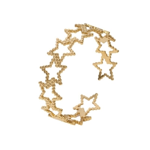 Bague ouverte minimaliste en acier inoxydable doré avec design étoile évidé