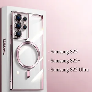 Magnetic Phone Case Electroplated Transparent Matte Shockproof MagSafe Compatible Lens Protection For Samsung Galaxy
