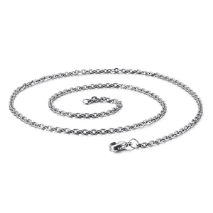 Polished silver stainless steel O-chain necklace with a secure lobster clasp